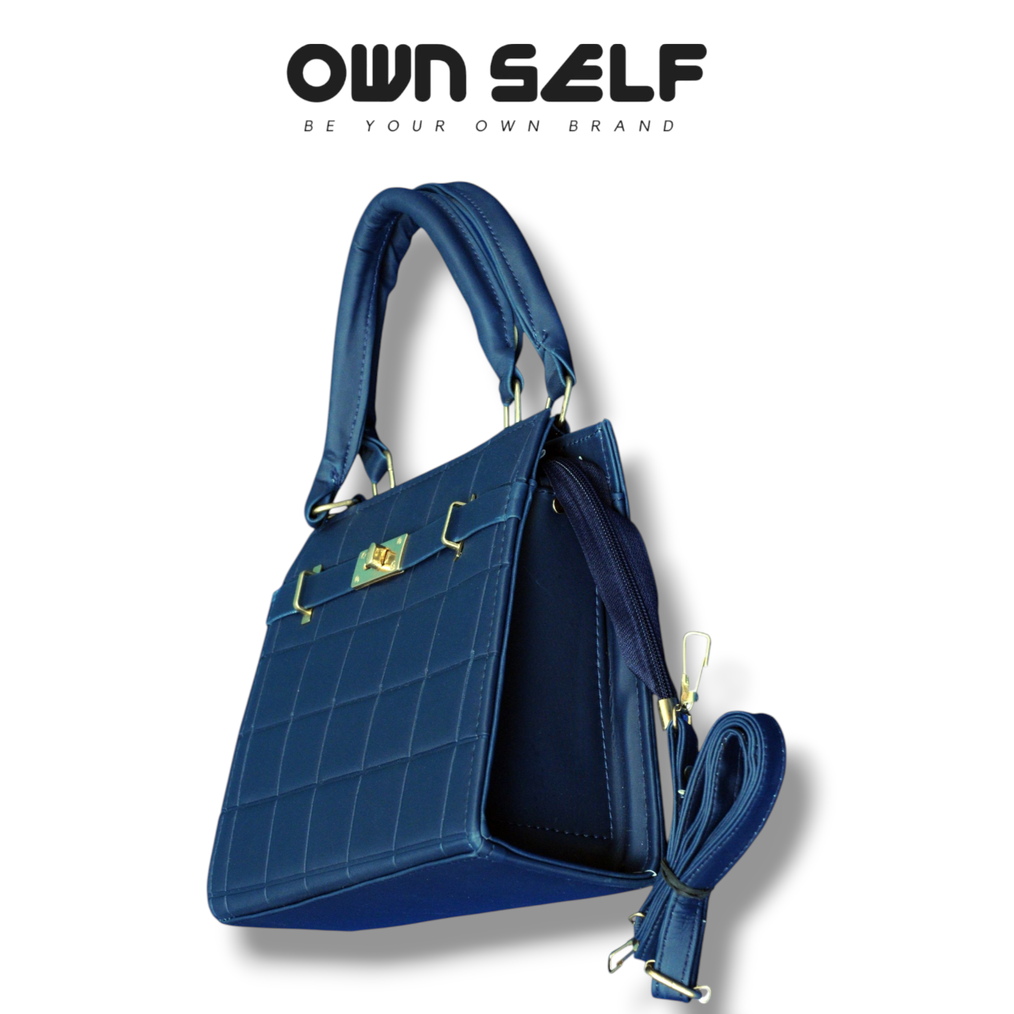 OS Grid handbag by Ownself in blue – stylish PU leather handbag for women Pakistan