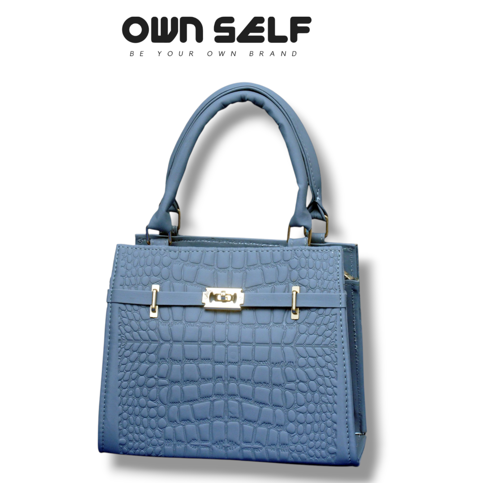 OS Timeless handbag by Ownself in blue – PU leather crocodile-texture ladies bag Pakistan