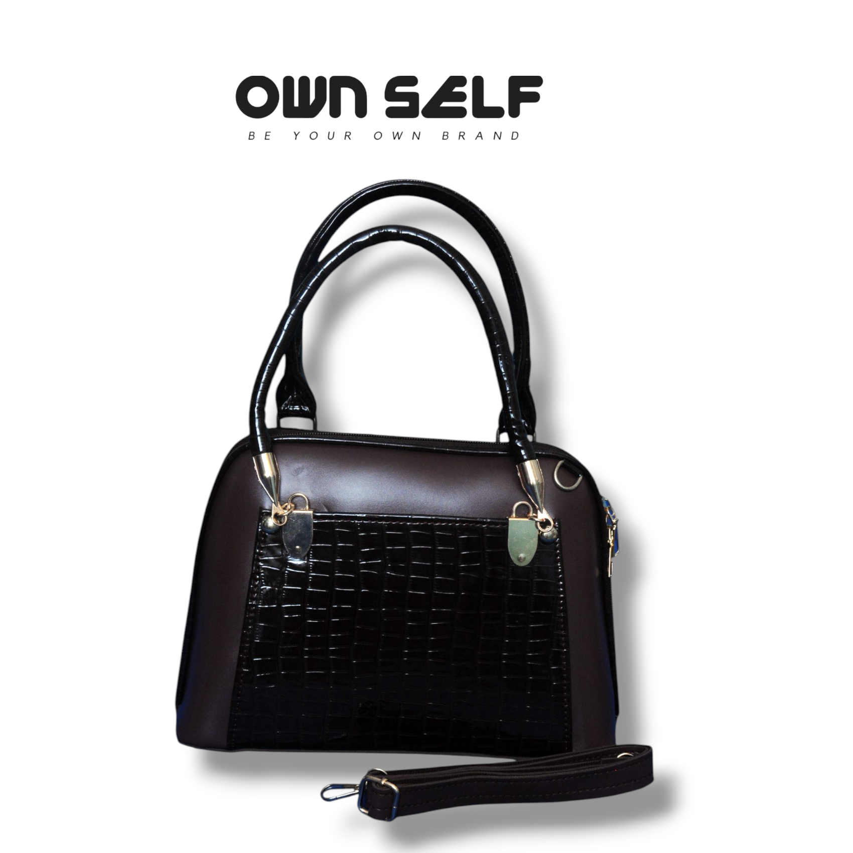 OS Croco Luxe handbag by Ownself in brown – PU leather crocodile-texture ladies bag Pakistan
