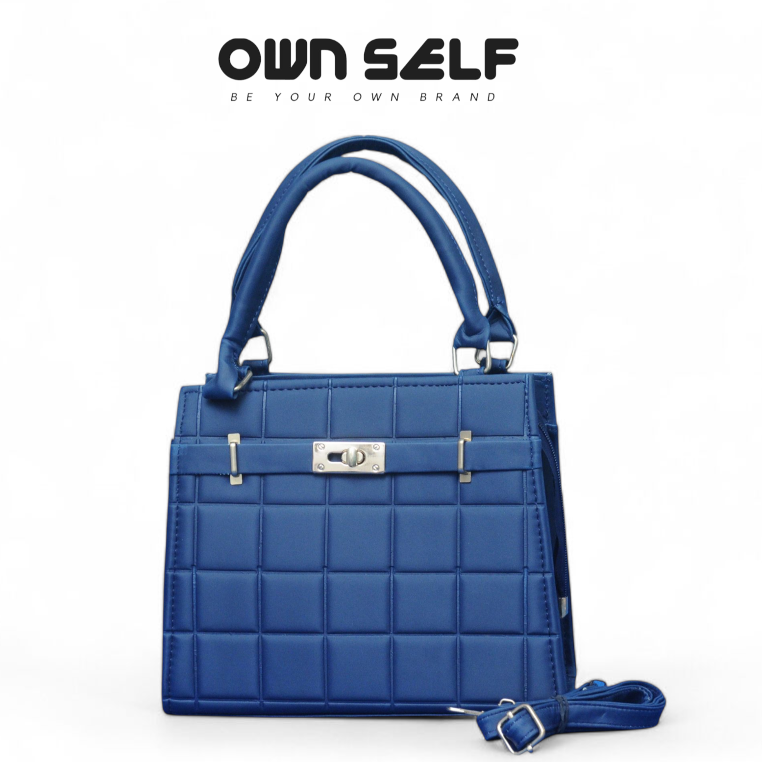 OS Grid handbag by Ownself in blue – stylish PU leather handbag for women Pakistan